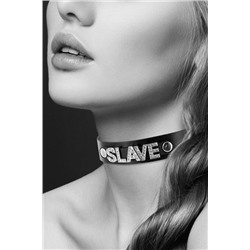 Чокер с надписью COLLIER STRASS SLAVE CUIR BOVIN