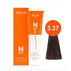 OLLIN "N-JOY" 5/37 – светлый шатен золотисто-коричневый, перманентная крем-краска для волос 100мл