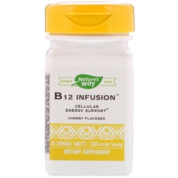 Nature's Way, B12 Infusion, Cherry Flavor, 1,000 mcg, 30 Chewable Tablets