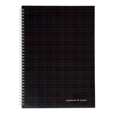 Тетрадь А4, 96 листов в клетку на гребне "Шотландка", обложка мелованный картон, глянцевая ламинация, МИКС