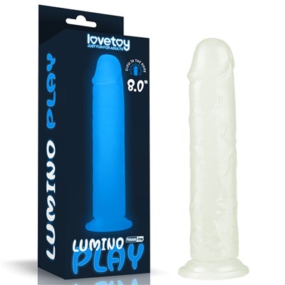 Прозрачный, светящийся в темноте фаллоимитатор Lumino Play Dildo - 21 см.