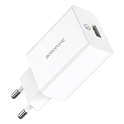 Адаптер Сетевой Borofone BA21A Long QC3.0 USB 3A/18W (white)