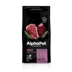 Сухой корм AlphaPet Superpremium для кошек, говядина/печень, 3 кг