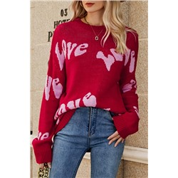 Racing Red Groovy LOVE Slouchy Sweater