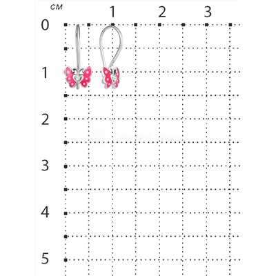 Серьги детские из серебра с эмалью и фианитами родированные - Бабочки 925 пробы 2113026