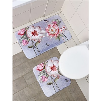 Коврики для ванной и туалета Доляна «Весна», 2 шт: 40×45 см, 45×75 см
