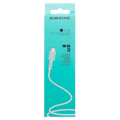 Кабель USB - Type-C Borofone BX16 Easy (повр. уп)  100см 3A  (white)