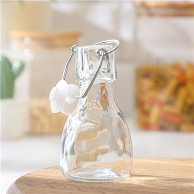 Бутылка стеклянная для соусов и масла с бугельным замком Доляна «Галерея», 80 мл, 5×11 см