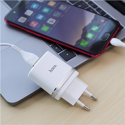 Адаптер Сетевой с кабелем Hoco C12Q QC3.0 (повр. уп.) USB 3A/18W (USB/Micro USB) (white)