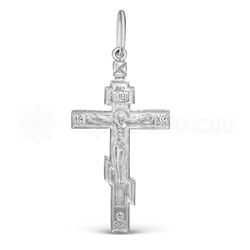 Крест из серебра родированный - 4,5 см 925 пробы 10-093р