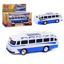 Машина металл Автобус 14,5 см, (двери, синий)инерц, в коробке
