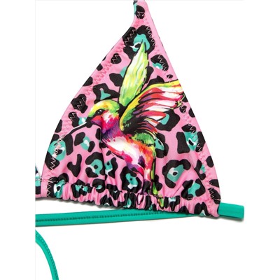 Костюм купальный для девочек ESLI JUNGLE Купальник с радужным леопардовым и цветочным рисунком