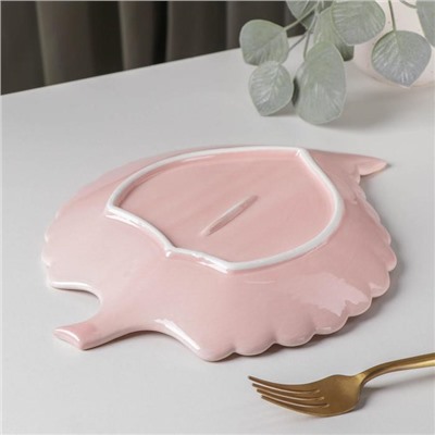 Блюдо керамическое сервировочное «Рапсодия. Лист», 26,5×20,5×2,5 см, цвет розовый
