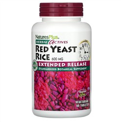 Nature's Plus, Herbal Actives, красный ферментированный рис, 600 мг, 60 вегетарианских таблеток