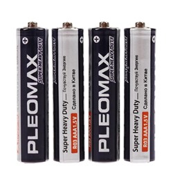 Батарейка солевая Pleomax Super Heavy Duty, AAA, R03-4S, 1.5В, спайка, 4 шт.