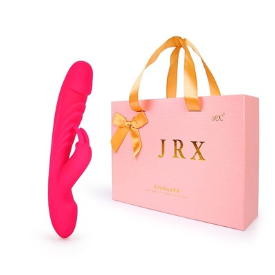 Ярко-розовый реалистичный вибратор-кролик JRX - 25 см.