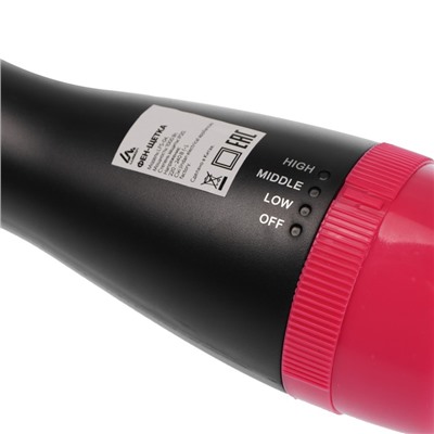 Фен-щётка Luazon LFS-04, 1000 Вт, 3 скорости, 3 режима, чёрно-розовая