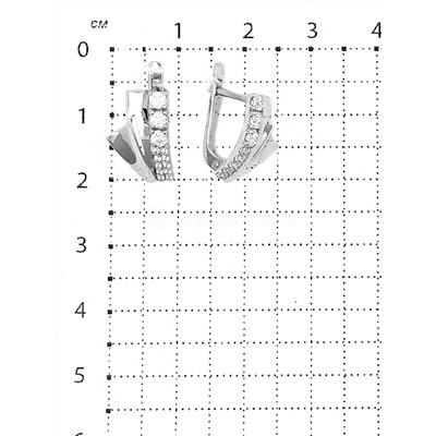 Серьги из серебра с фианитами родированные 925 пробы С-3768-Р