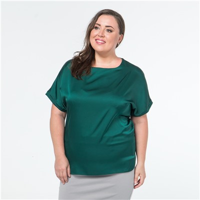 Блуза, искусственный шелк, зеленый
