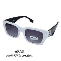 Очки солнцезащитные женские ARAS, белые с черными дужками, 8816 С3, арт. 129.043
