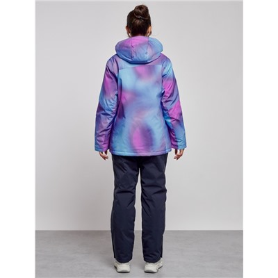 Горнолыжный костюм женский большого размера зимний фиолетового цвета 03936F