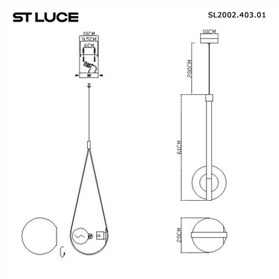 SL2002.403.01 Светильник подвесной ST-Luce Черный, Терракотовой/Белый E27 1*60W