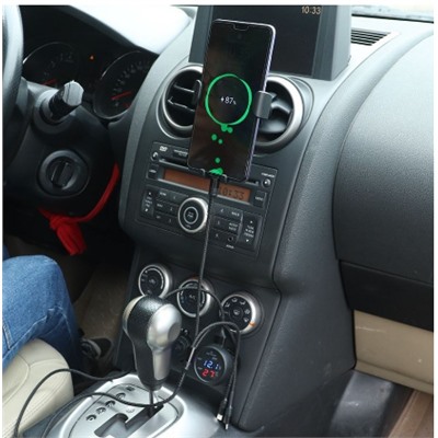 Автомобильный термометр, вольтметр, USB зарядка в прикуриватель 12-24В
