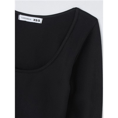 Бесшовный свитер  с широким вырезом Черный