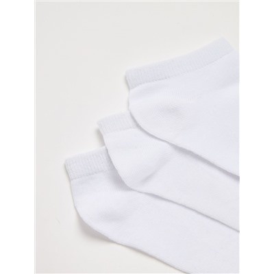 Комплект из трех пар коротких однотонных носков Чисто-белый