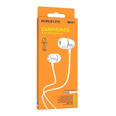 Проводные наушники с микрофоном внутриканальные Borofone BM57 Platinum Jack 3,5  (silver)