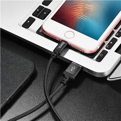 Кабель USB - Apple lightning Hoco X14 Times Speed (повр. уп)  200см 2A  (black)