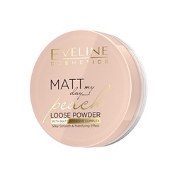 Пудра для лица Eveline Matt My Day Loose Powder, матирующая, тон Peach/персик, 6 г