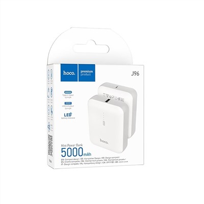 Внешний аккумулятор Hoco J96 Strider 5000mAh Type-C/USB (white)