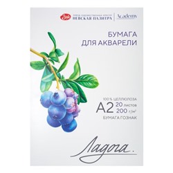 Бумага для Акварели в папке А2, ЗХК "Ладога", 20 листов, 200 г/м2, среднезернистая, 252781931