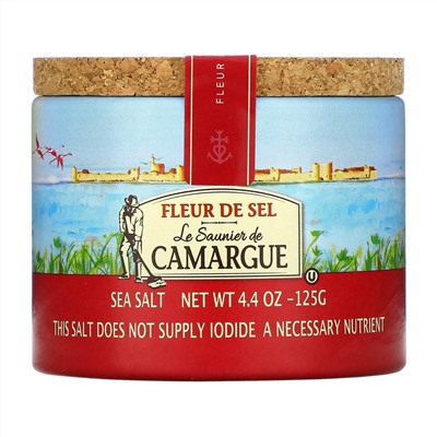 Le Saunier de Camargue, Fleur de Sel, морская соль, 125 г (4,4 унции)