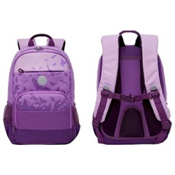 Рюкзак школьный RG-264-21/2 "Птицы" фиолетовый 25х40х13 см GRIZZLY