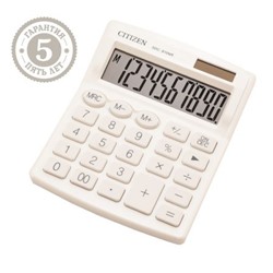 Калькулятор CITIZEN 10 разрядов 2 питания 25х102х124 мм белый SDC-810NR-WH CITIZEN