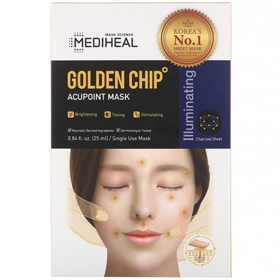 Mediheal, Golden Chip, акупунктурная маска, 5 шт., по 25 мл (0,84 жидк. унции)