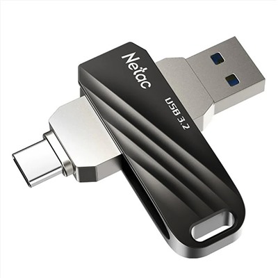 Флэш накопитель USB 64 Гб Netac US11 Dual (USB 3.0+ Type C) (black/silver)