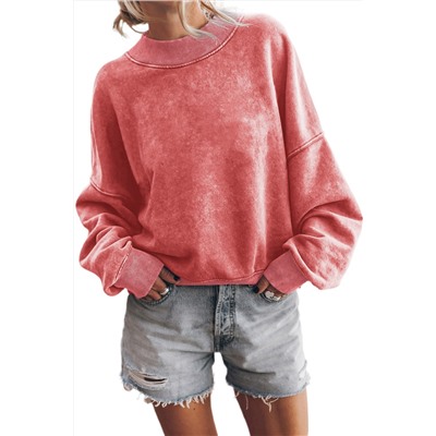 Drop Shoulder Crew Neck Pullover Sweatshirt