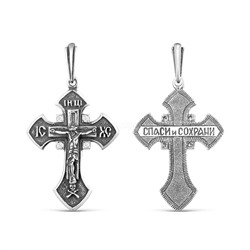 Крест из серебра с чернением и фианитами - 5,2 см
