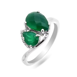 Кольцо из серебра зеленый агат, Мэрион