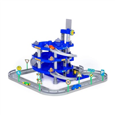 320791 Wader Паркинг 4-уровневый с дорогой и автомобилями (синий) (в коробке)