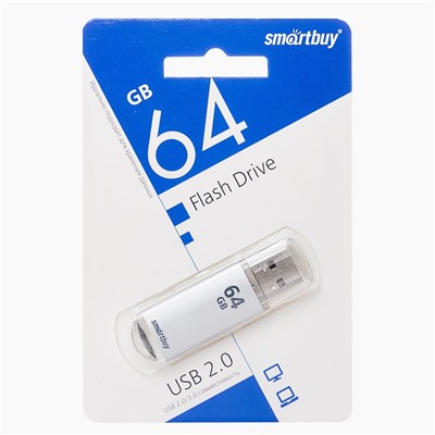Флэш накопитель USB 64 Гб Smart Buy V-Cut (grey)