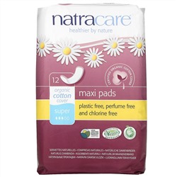 Natracare, Organic Cotton Cover, Maxi Pads, Super, 12 Super Pads