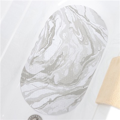 Коврик противоскользящий в ванну на присосках Доляна «Мрамор», 38×69 см