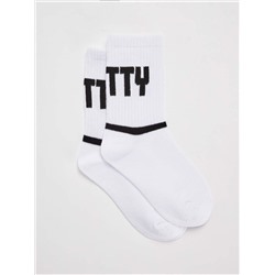 Комплект носков с урбанистической надписью белый
