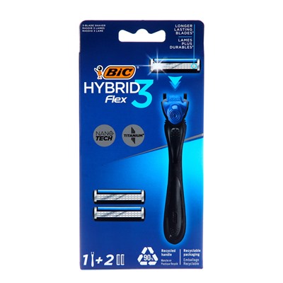 Набор BIC Hybrid 3 Flex, станок для бритья, + 2 кассеты с 3 лезвиями