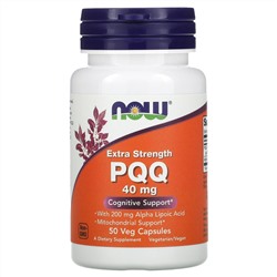 Now Foods, PQQ усиленного действия, 40 мг, 50 растительных капсул