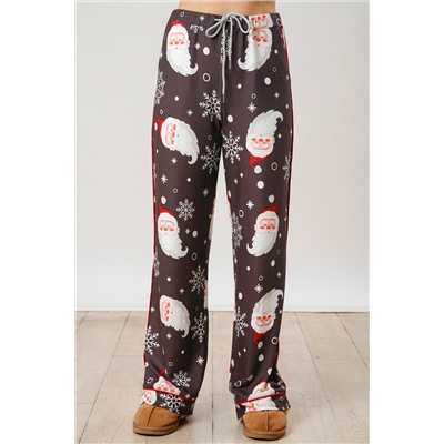 White Printed Christmas Santa Claus Print Shirt and Pants Pajama Set